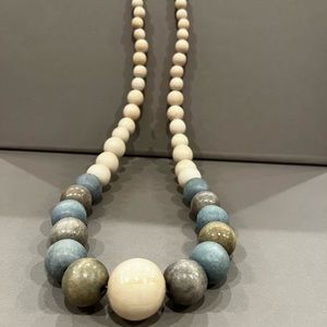 New, Wooden Necklace, naturally stained statement piece.